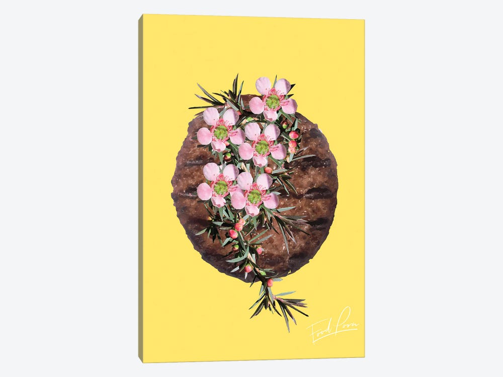 Food Porn, Burger On Yellow by Pixy Paper 1-piece Canvas Print