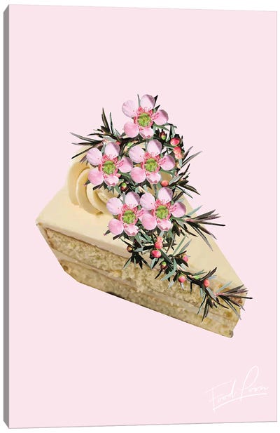 Food Porn, Cake Slice On Pink Canvas Art Print - Cake & Cupcake Art