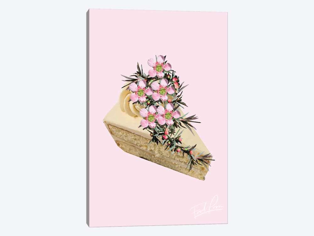 Food Porn, Cake Slice On Pink by Pixy Paper 1-piece Canvas Artwork