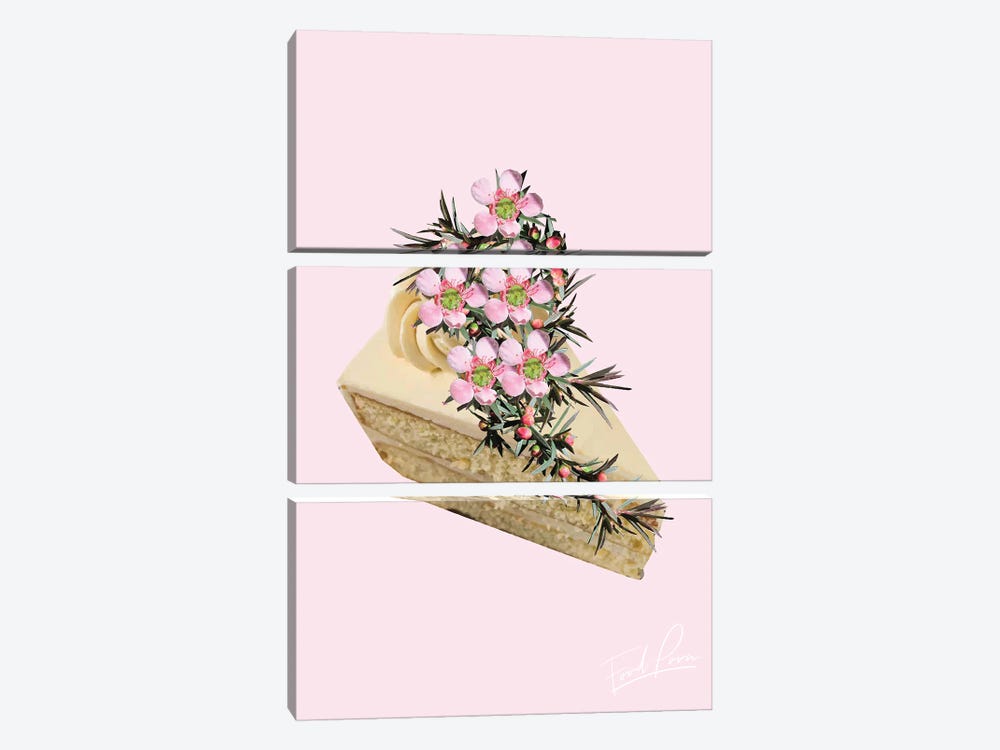 Food Porn, Cake Slice On Pink by Pixy Paper 3-piece Canvas Artwork