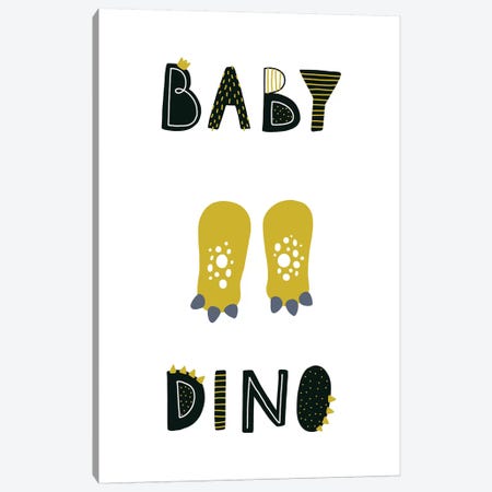 Baby Dino Canvas Print #PXY57} by Pixy Paper Canvas Art
