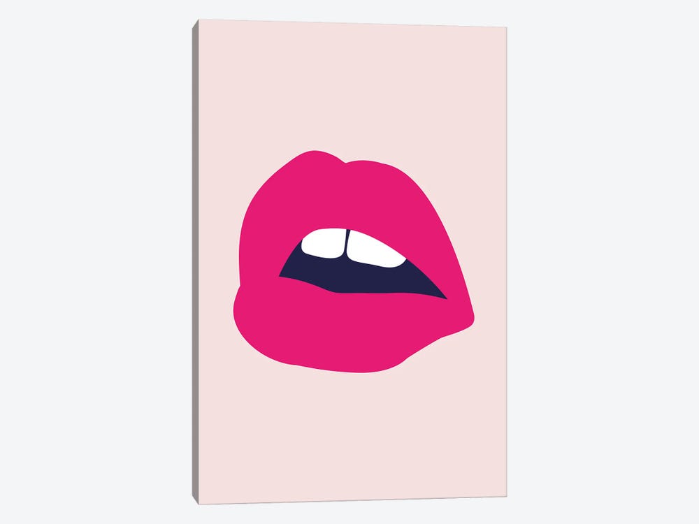 Pink Lips Salmon Back by Pixy Paper 1-piece Canvas Artwork