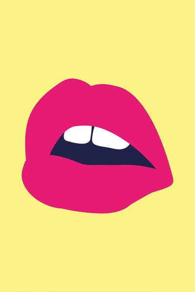 Lips: Pink Lips Yellow Back by Pixy Paper