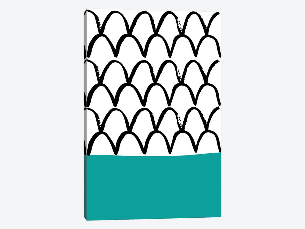 Teal Fish Scales Neon Funk by Pixy Paper 1-piece Canvas Art