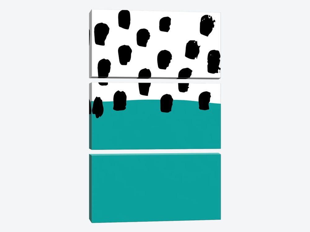 Teal Polka Neon Funk by Pixy Paper 3-piece Canvas Print