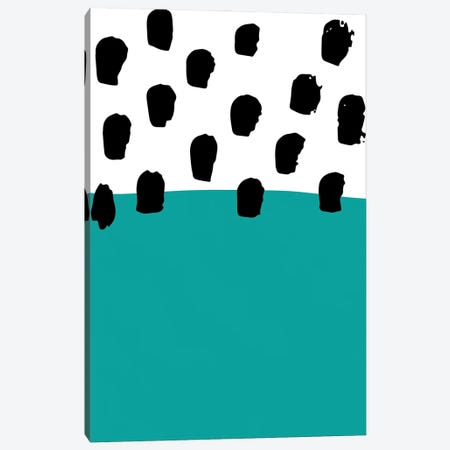 Teal Polka Neon Funk Canvas Print #PXY598} by Pixy Paper Canvas Artwork