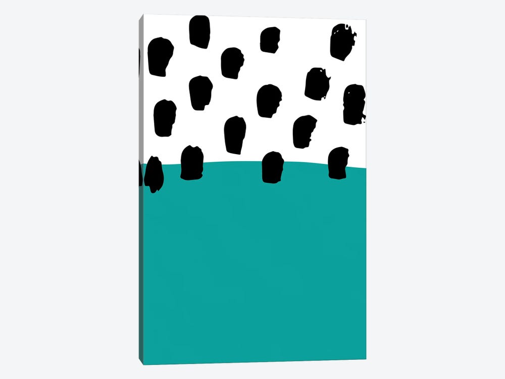 Teal Polka Neon Funk by Pixy Paper 1-piece Canvas Print