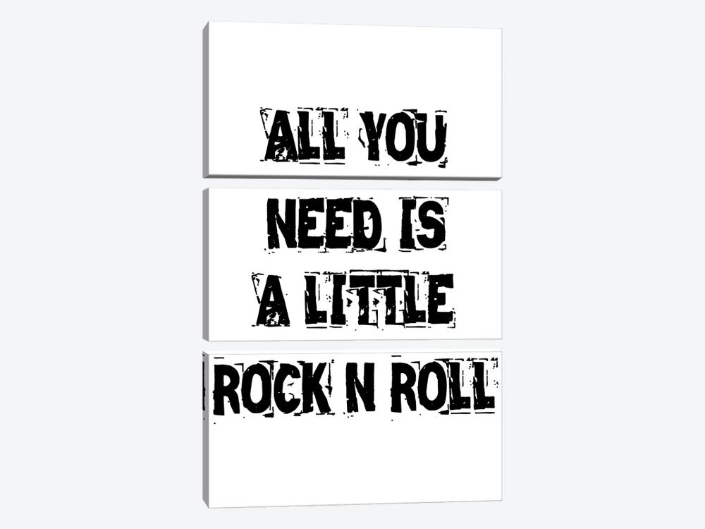 All You Need Is A Little Rock N Roll White by Pixy Paper 3-piece Canvas Artwork