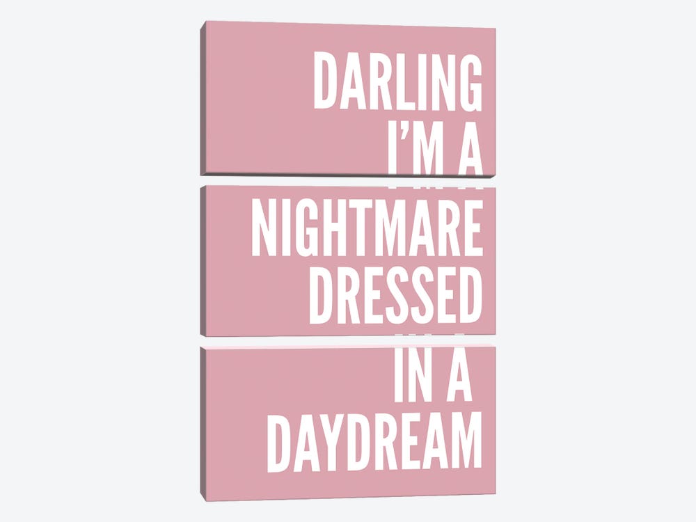 Darling I'm A Nightmare Pink 3-piece Canvas Print