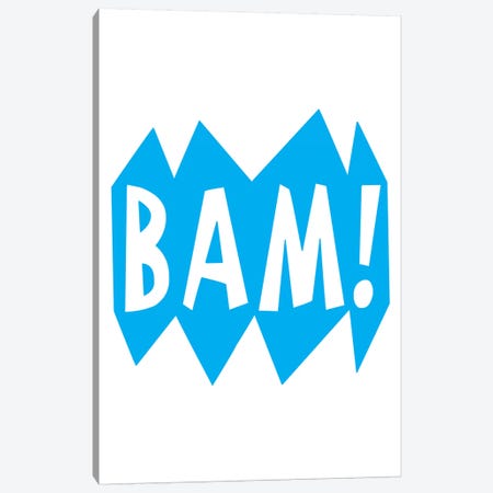 BAM! Blue Canvas Print #PXY60} by Pixy Paper Canvas Artwork