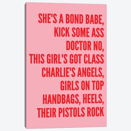 Girl's Got Class Pink And Red Canvas Print #PXY621} by Pixy Paper Canvas Artwork