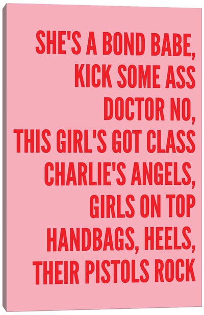 Girl's Got Class Pink And Red Canvas Art Print - Pixy Paper