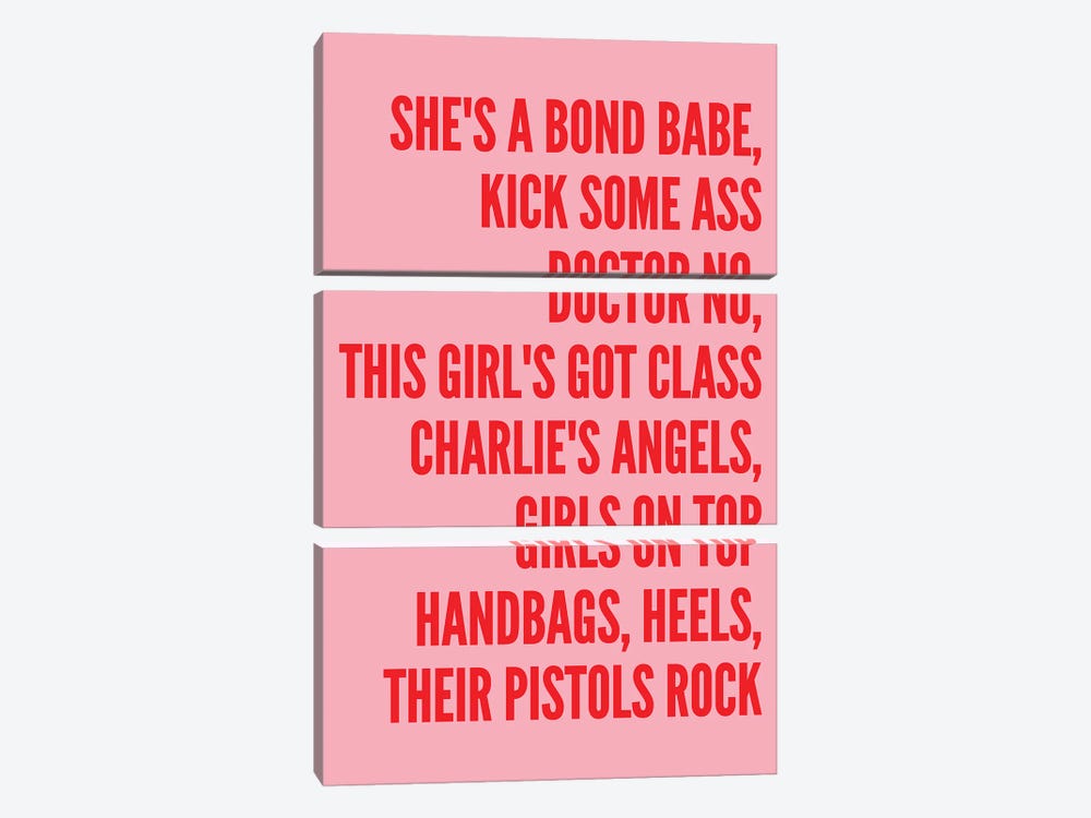 Girl's Got Class Pink And Red by Pixy Paper 3-piece Art Print