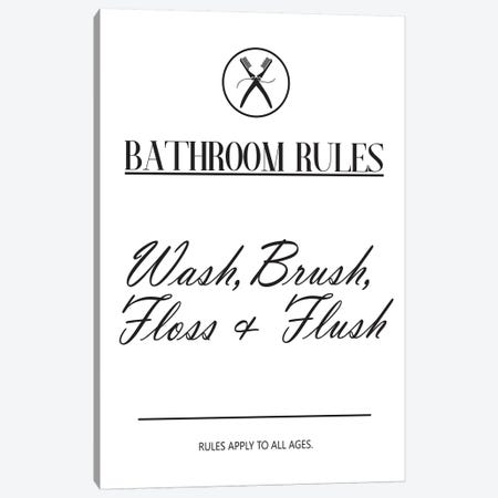 Bathroom Rules Canvas Print #PXY62} by Pixy Paper Canvas Art