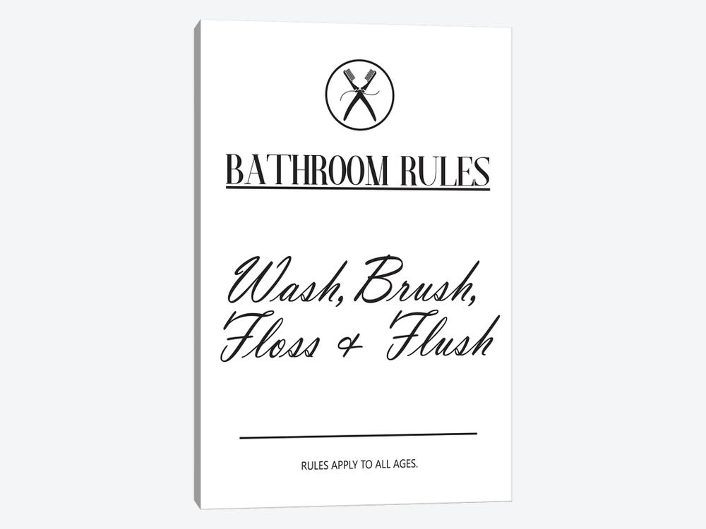 Bathroom Rules by Pixy Paper 1-piece Canvas Artwork