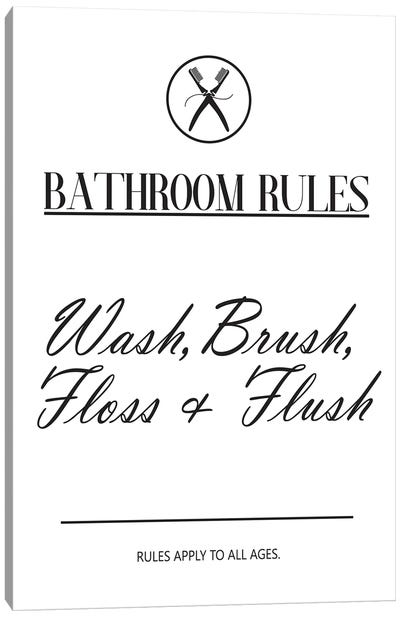 Bathroom Rules Canvas Art Print - Pixy Paper