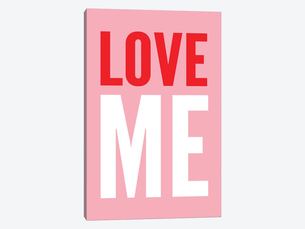 Love Me Pink Red And White by Pixy Paper 1-piece Canvas Artwork