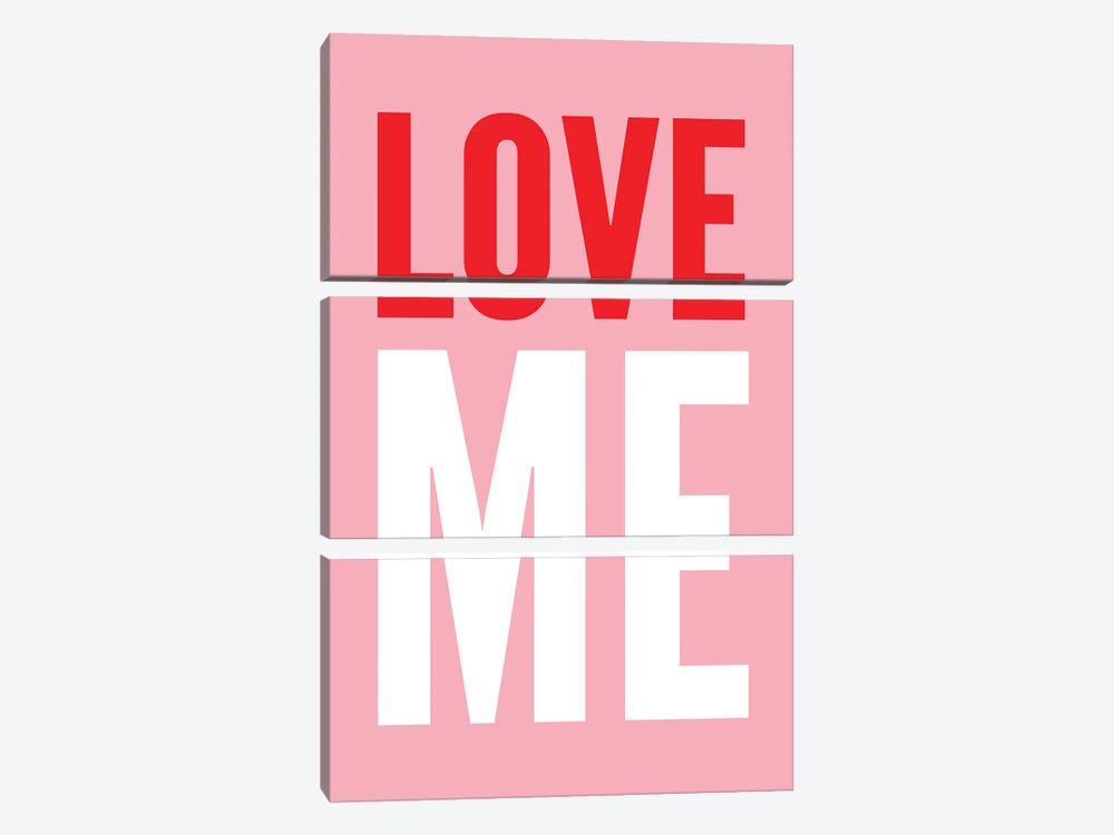 Love Me Pink Red And White by Pixy Paper 3-piece Canvas Art