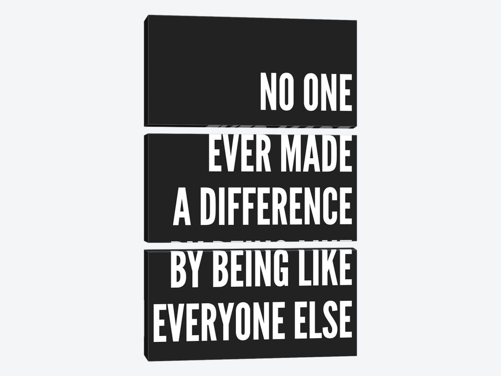 No One Ever Made A Difference Black by Pixy Paper 3-piece Canvas Art