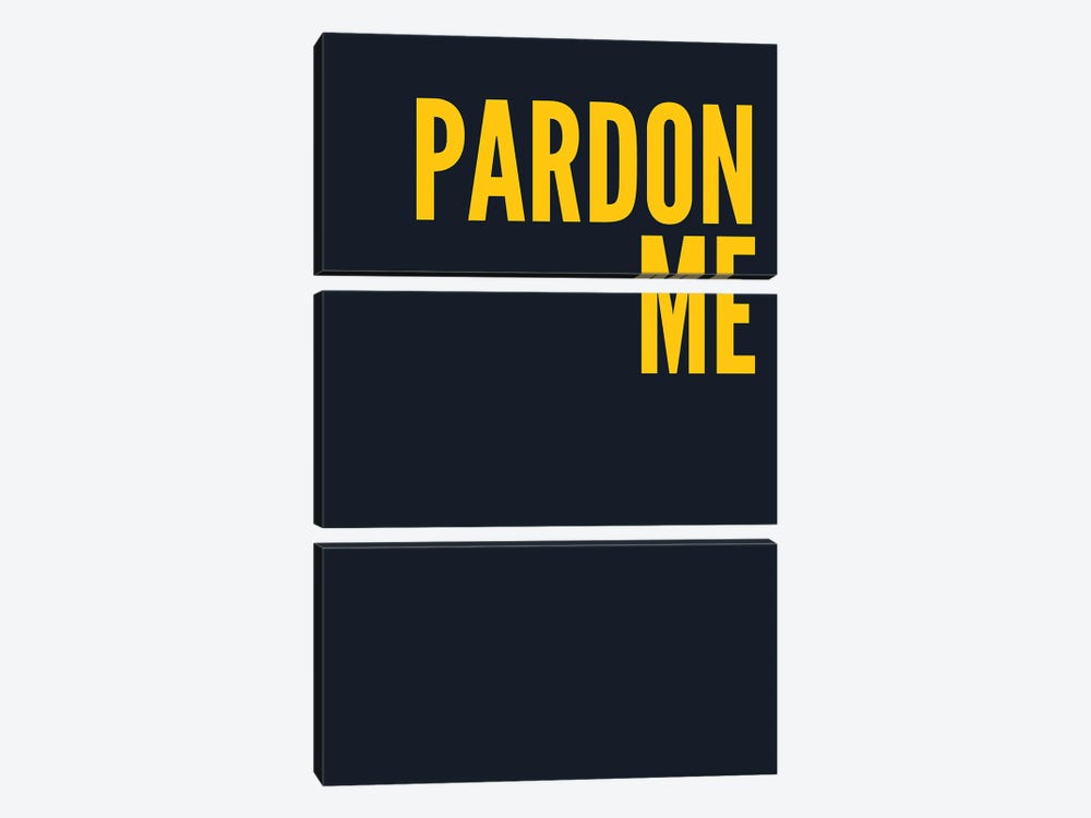 Pardon Me Navy And Yellow by Pixy Paper 3-piece Canvas Print