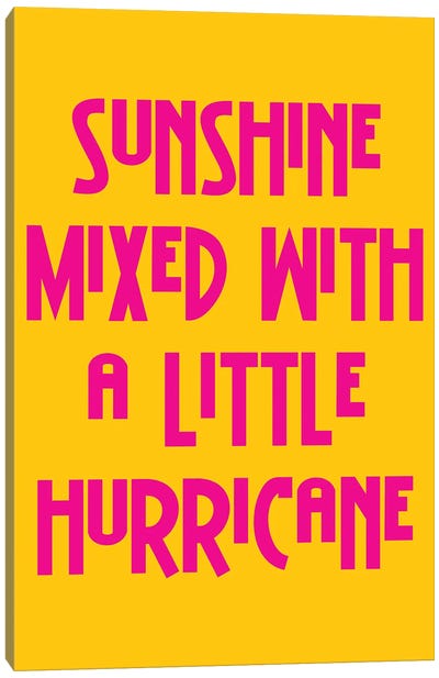 Sunshine Mixed With A Little Hurricane Yellow And Pink Canvas Art Print - Pixy Paper