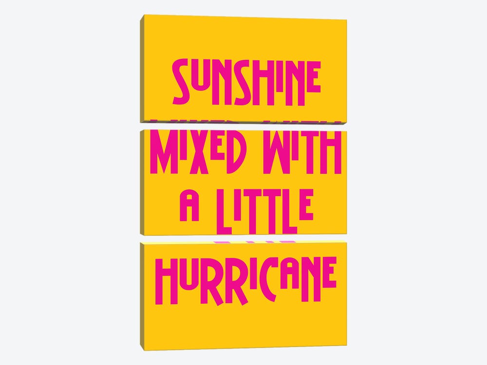 Sunshine Mixed With A Little Hurricane Yellow And Pink by Pixy Paper 3-piece Canvas Artwork