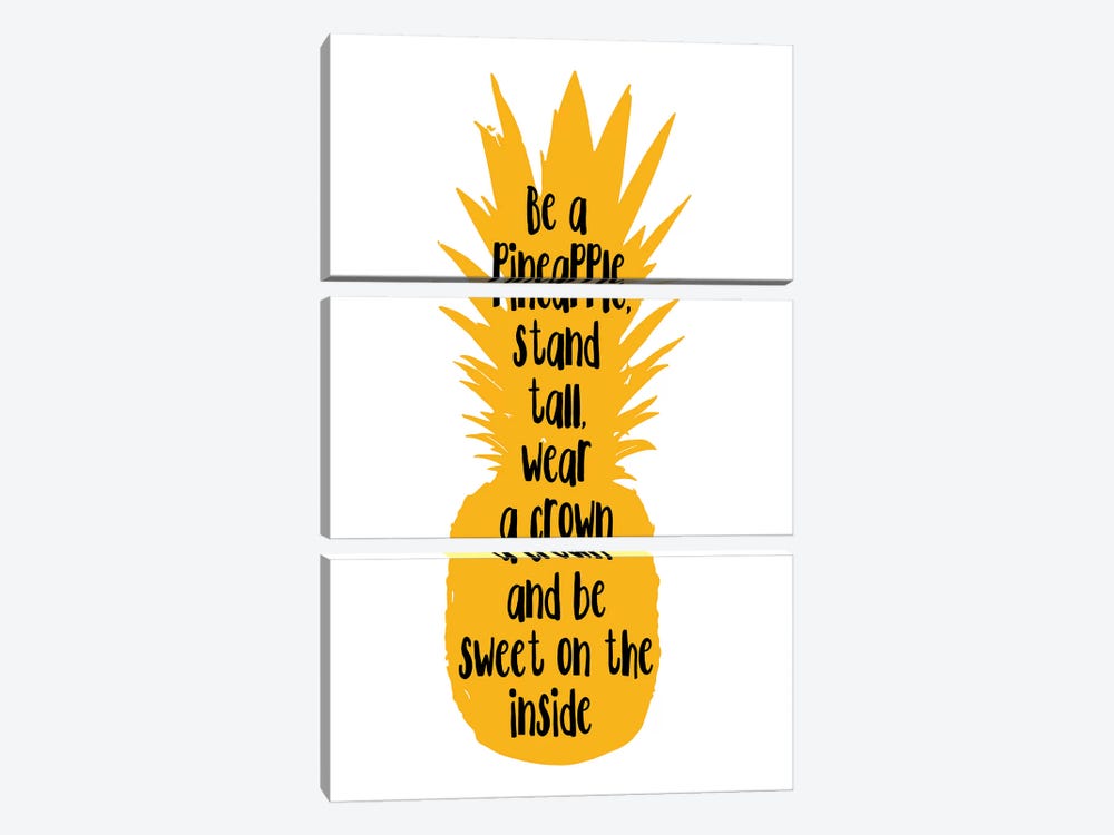 Be A Pineapple Stand Tall Orange by Pixy Paper 3-piece Canvas Print