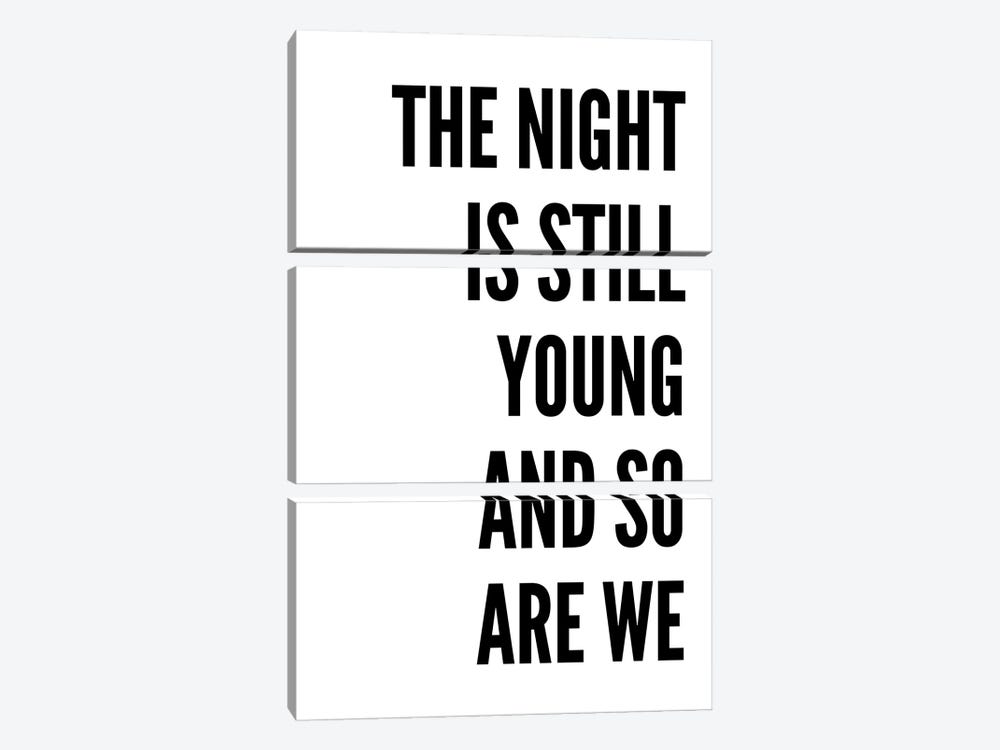 The Night Is Still Young White by Pixy Paper 3-piece Canvas Art Print