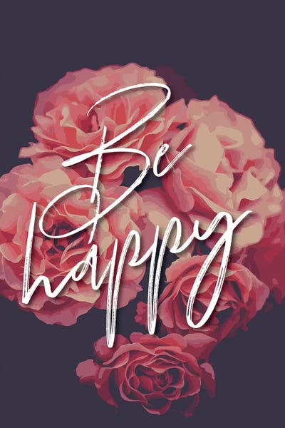 Be Happy Floral by Pixy Paper art print