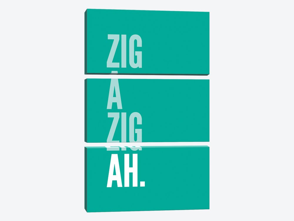 Zig A Zig Ah Teal by Pixy Paper 3-piece Canvas Art