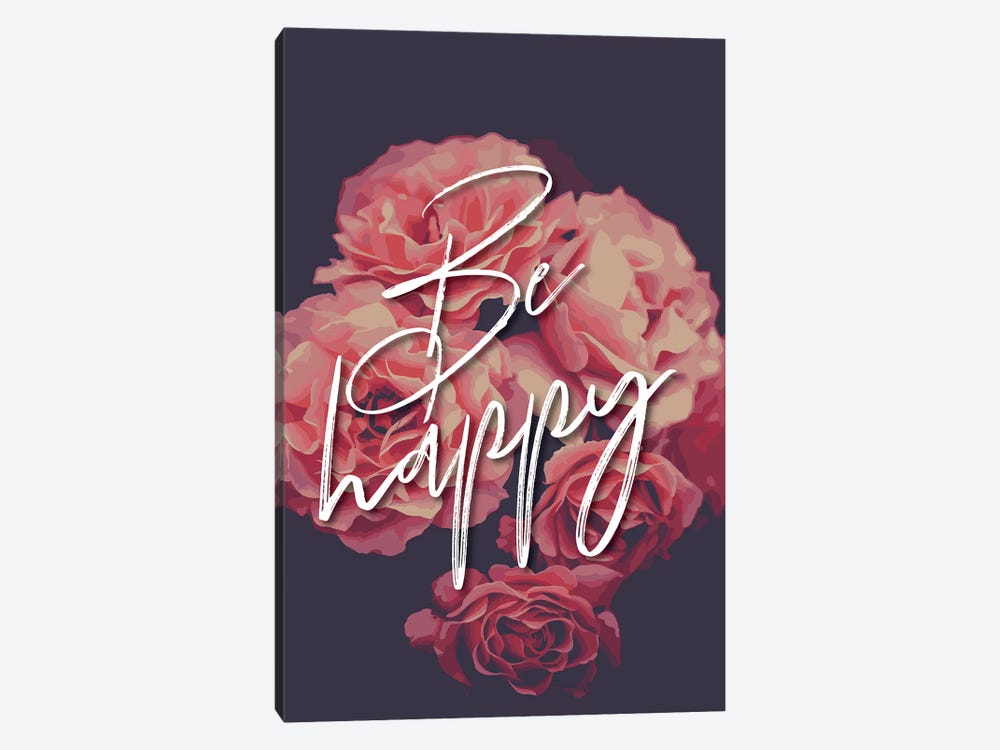 Be Happy Floral by Pixy Paper 1-piece Art Print