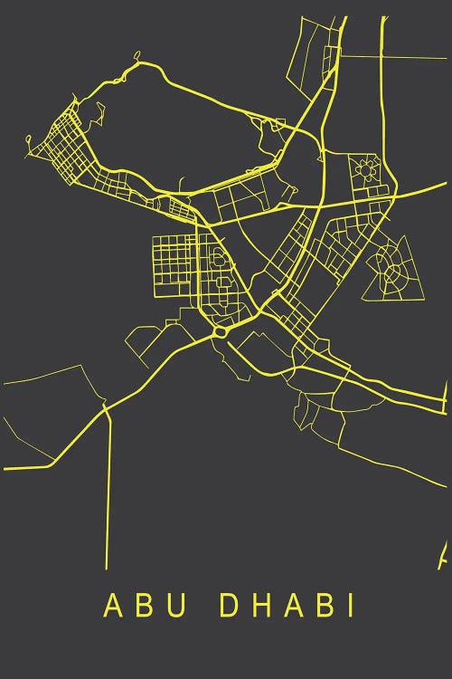 Abu Dhabi Map Neon by Pixy Paper wall art