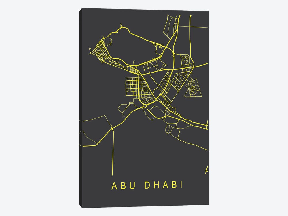 Abu Dhabi Map Neon by Pixy Paper 1-piece Art Print