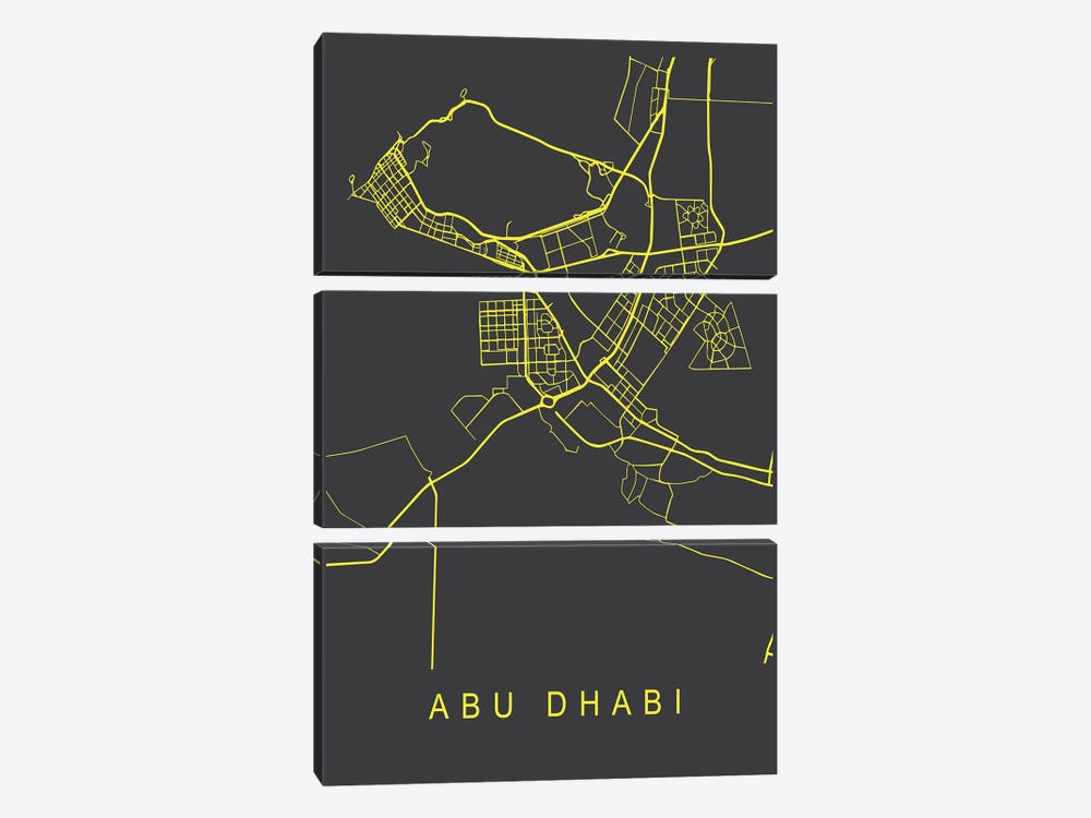 Abu Dhabi Map Neon by Pixy Paper 3-piece Art Print