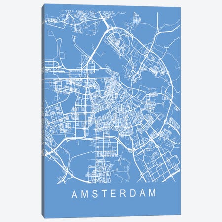 Amsterdam Map Blueprint Canvas Print #PXY683} by Pixy Paper Canvas Artwork