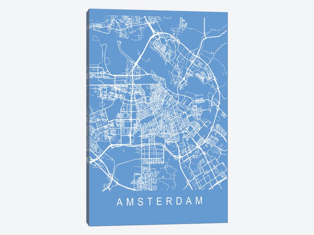 Amsterdam Map Blueprint by Pixy Paper 1-piece Art Print
