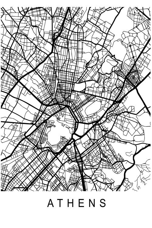 Athens Map White by Pixy Paper wall art