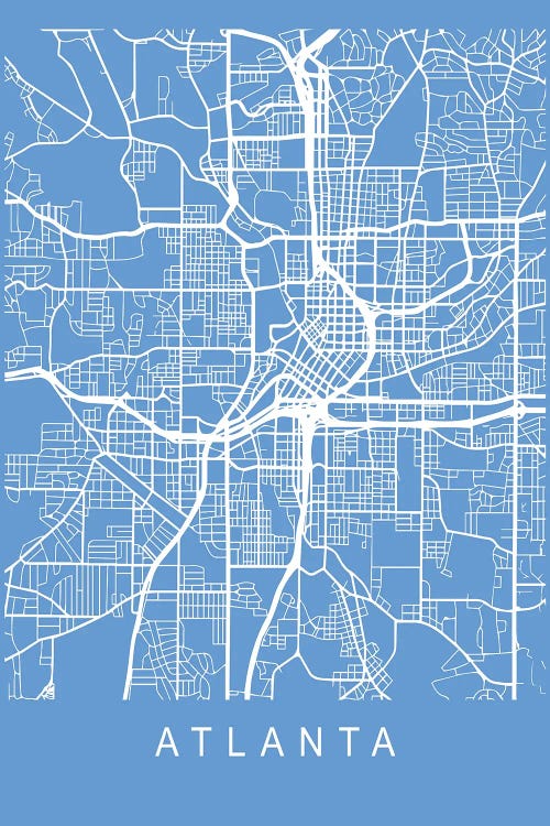 Atlanta Map Blueprint by Pixy Paper canvas print