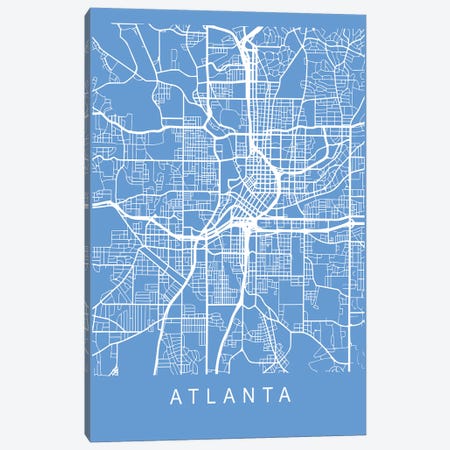 Atlanta Map Blueprint Canvas Print #PXY689} by Pixy Paper Canvas Wall Art