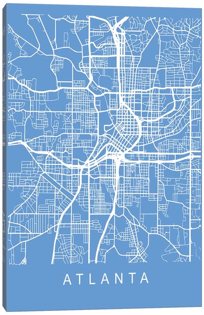 Atlanta Map Blueprint Canvas Art Print - Urban Maps