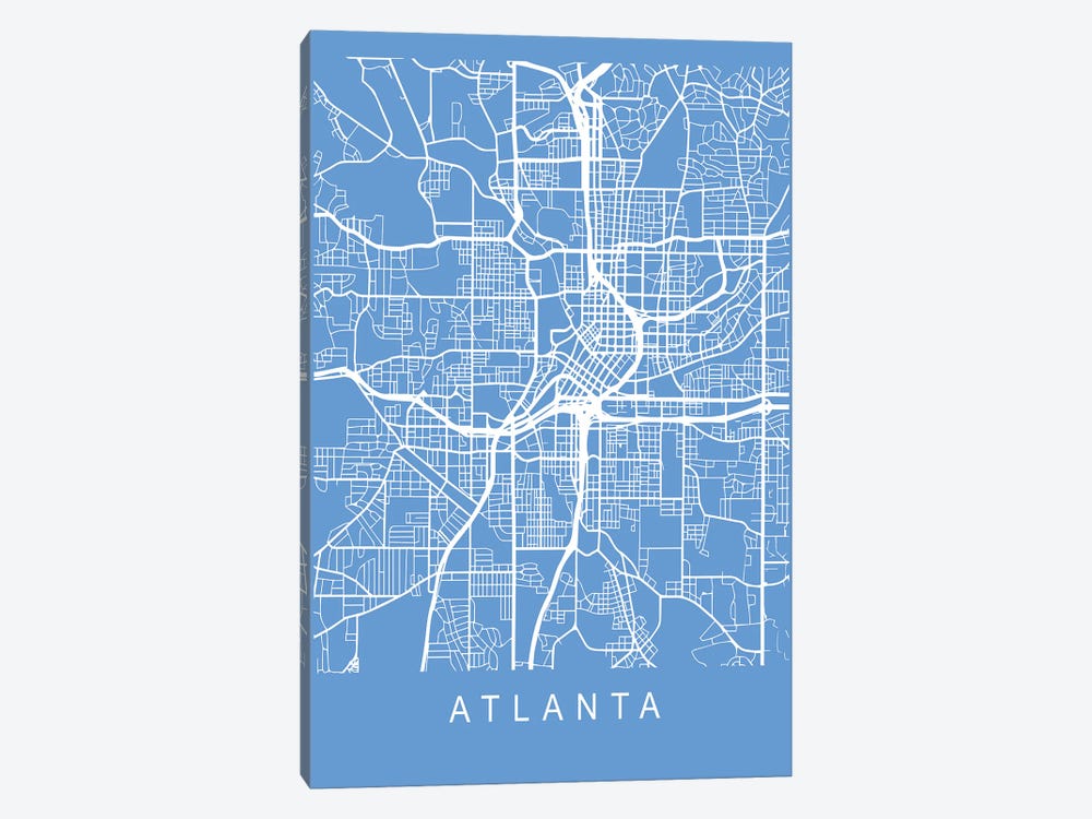 Atlanta Map Blueprint by Pixy Paper 1-piece Canvas Print