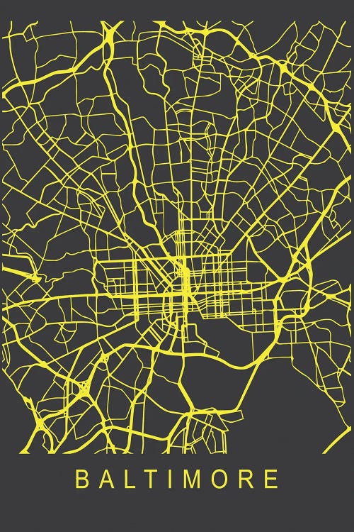 Baltimore Map Neon by Pixy Paper wall art