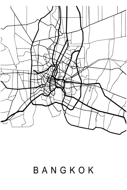 Bangkok Map White by Pixy Paper wall art