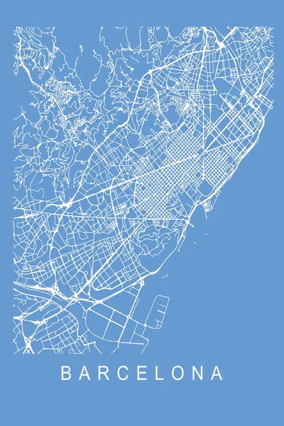 Barcelona Map Blueprint by Pixy Paper art print