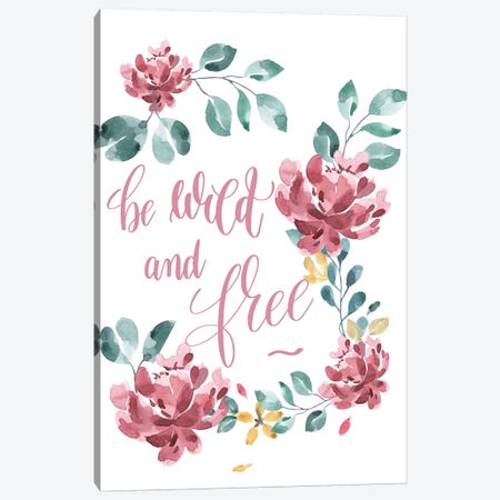 Be Wild And Free Pink Floral Collection Canvas Print #PXY69} by Pixy Paper Canvas Art