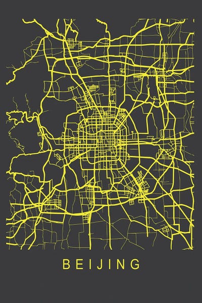 Beijing Map Neon by Pixy Paper acrylic art print