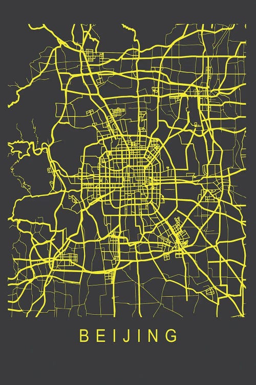 Beijing Map Neon by Pixy Paper wall art