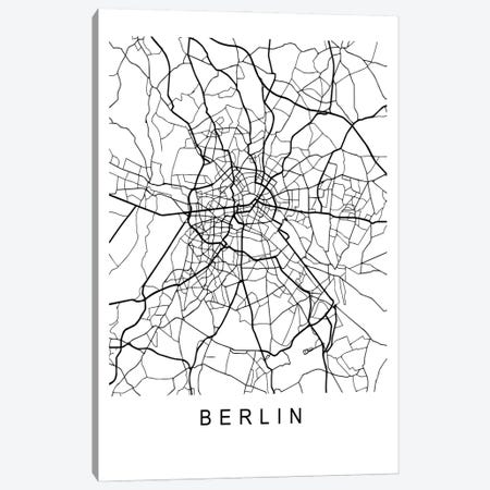 Berlin Map White Canvas Print #PXY709} by Pixy Paper Canvas Print