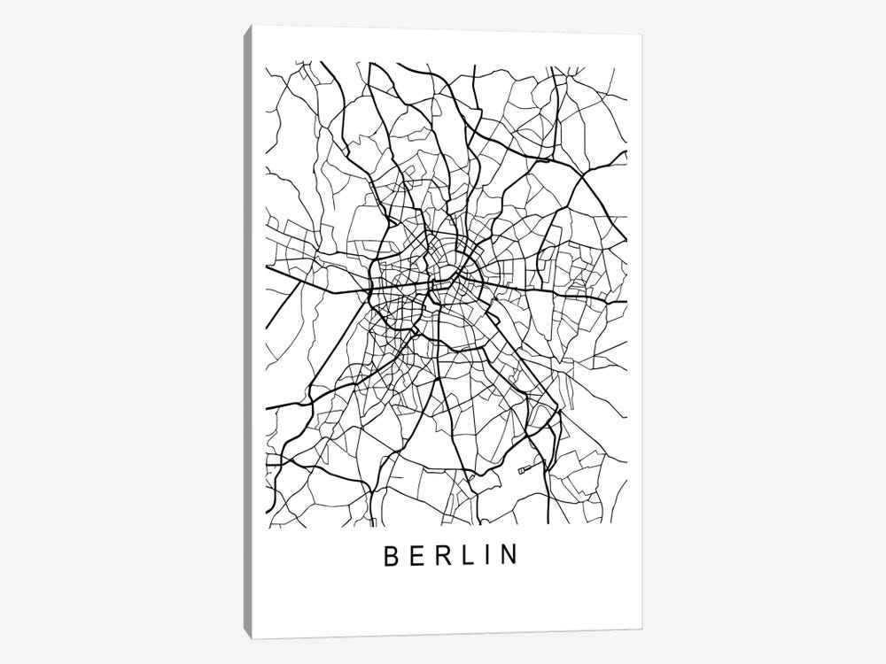 Berlin Map White by Pixy Paper 1-piece Canvas Wall Art