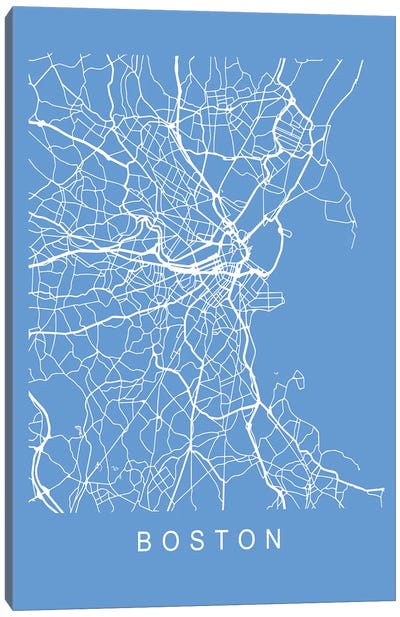 Boston Map Blueprint Canvas Art Print - Boston Maps